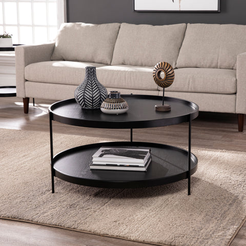 Image of Round coffee table w/ storage Image 1