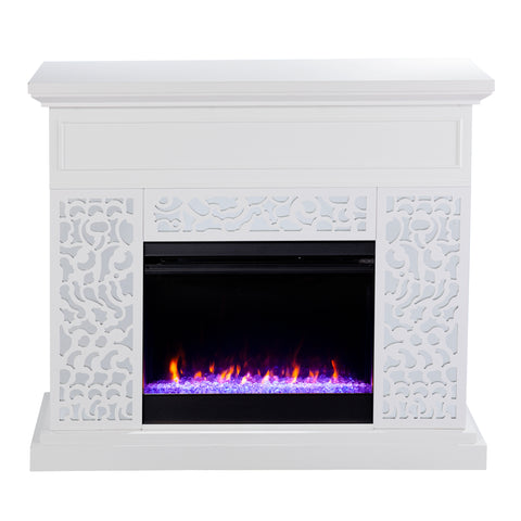 Image of Modern electric fireplace w/ mirror accents Image 3