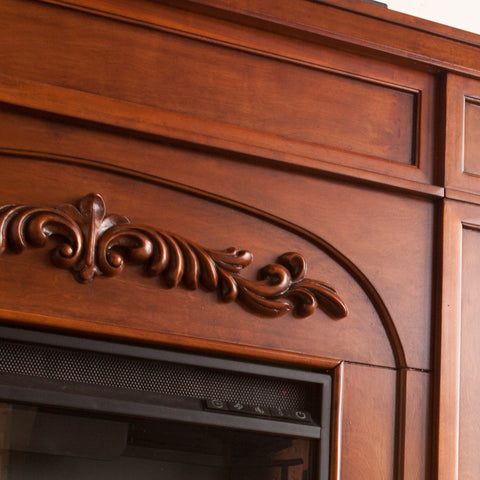 Image of Handsome bookcase fireplace w/ striking woodwork details Image 2