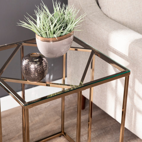 Image of Nicholance Contemporary End Table w/ Glass Top