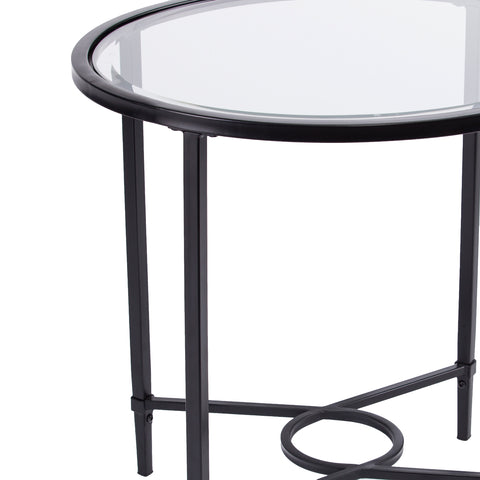 Image of Quinton Metal/Glass Oval Side Table