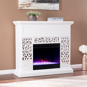 Modern electric fireplace w/ mirror accents Image 1