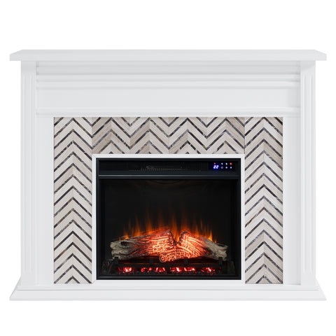 Image of Fireplace mantel w/ authentic marble surround Image 3