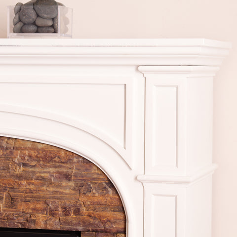 Image of Electric fireplace w/ stacked stone surround Image 2