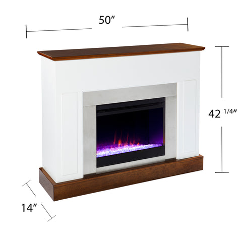 Image of Electric fireplace with color changing flames and metal surround Image 7