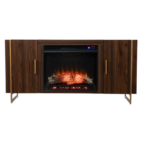 Image of Fireplace media console w/ gold accents Image 2