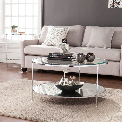 Image of Risa Round Coffee Table w/ Storage - Chrome