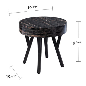 Twemlow Round Faux Marble End Table